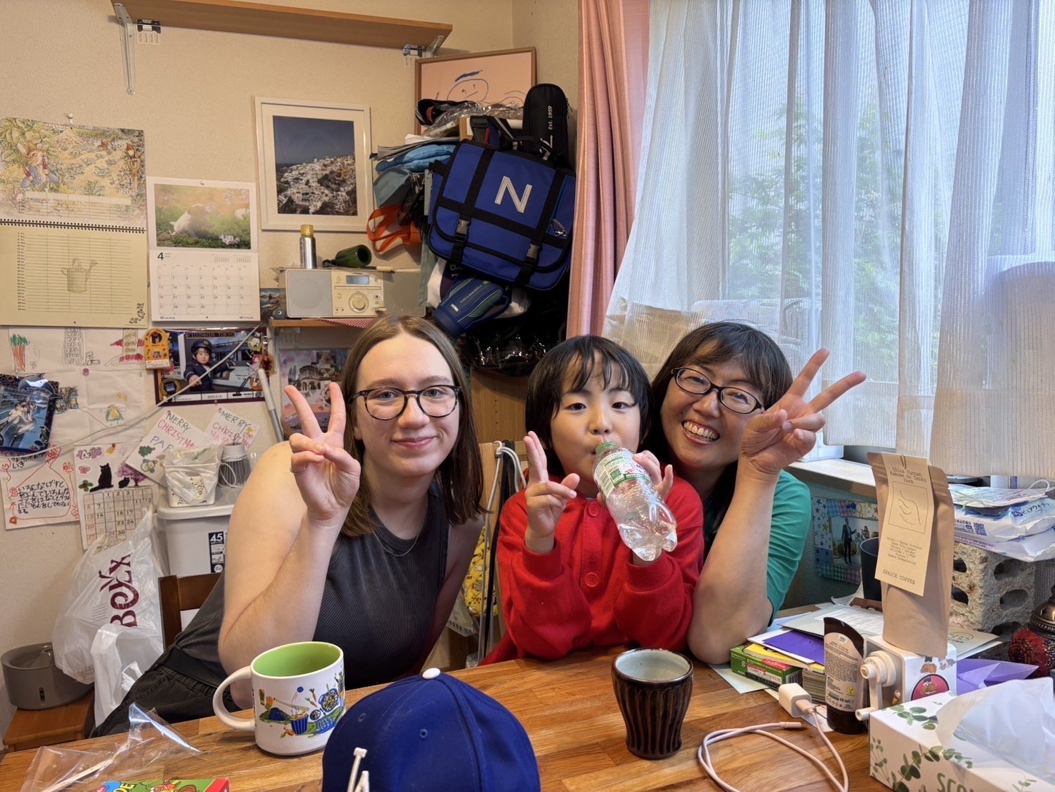 家族と一緒の留学生